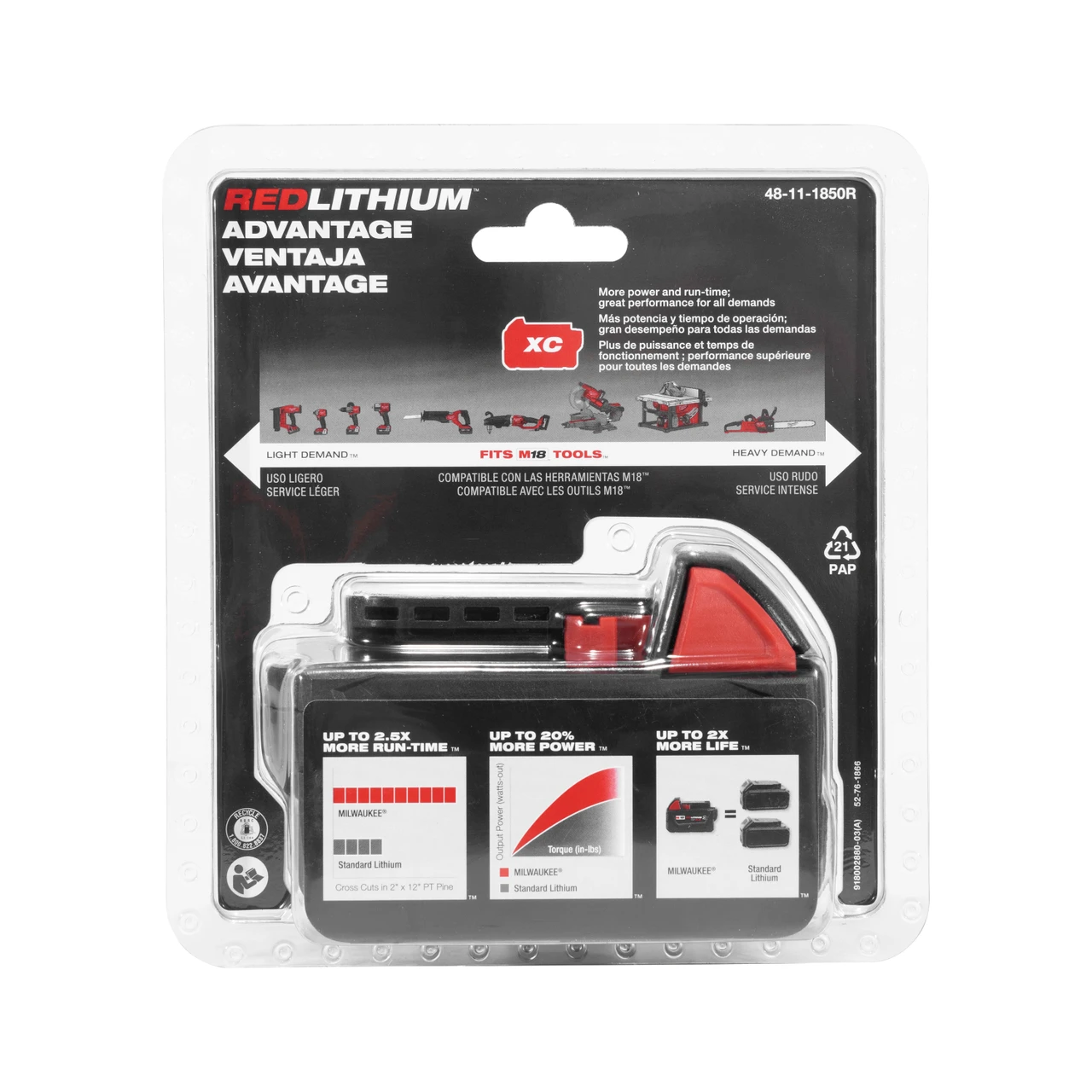 Milwaukee M18 REDLITHIUM XC5.0 Resistant Battery (48-11-1850R) — product image 3