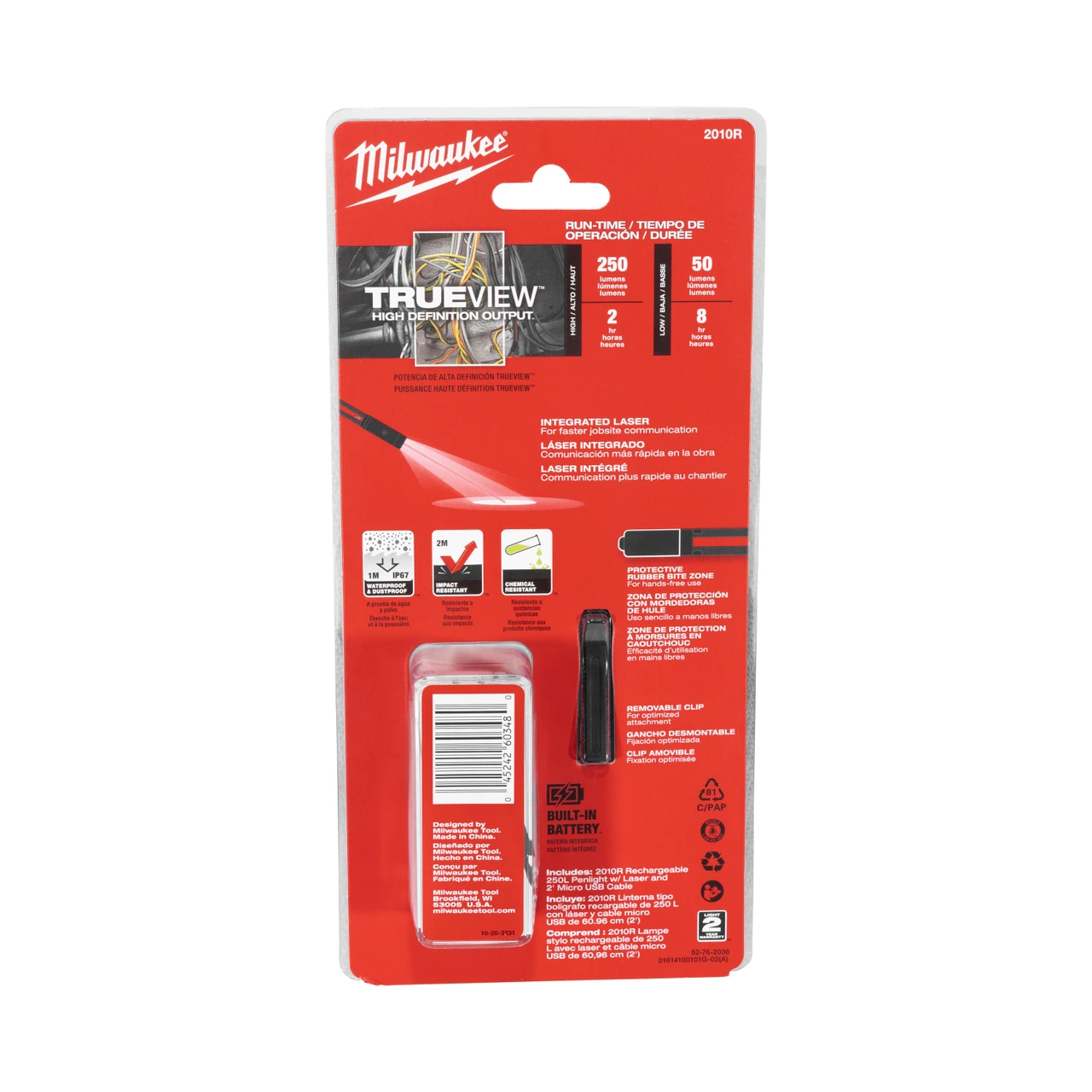 Milwaukee Penlight Flashlight With Laser Pointer 250 Lumen Rechargeable (2010R) — product image 8