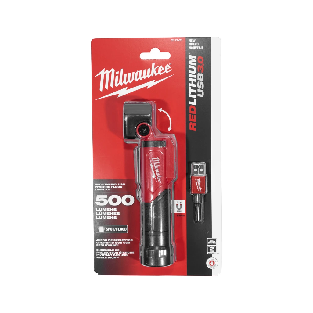 MILWAUKEE PIVOTING FLASHLIGHT 500 LUMEN MAX REDLITHIUM USB (2113-21) — product image 5