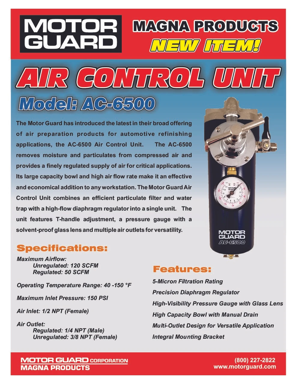 Motor Guard Multi-Outlet Filtration Air Control Unit 1/2 NPT (AC-6500) — product image 3
