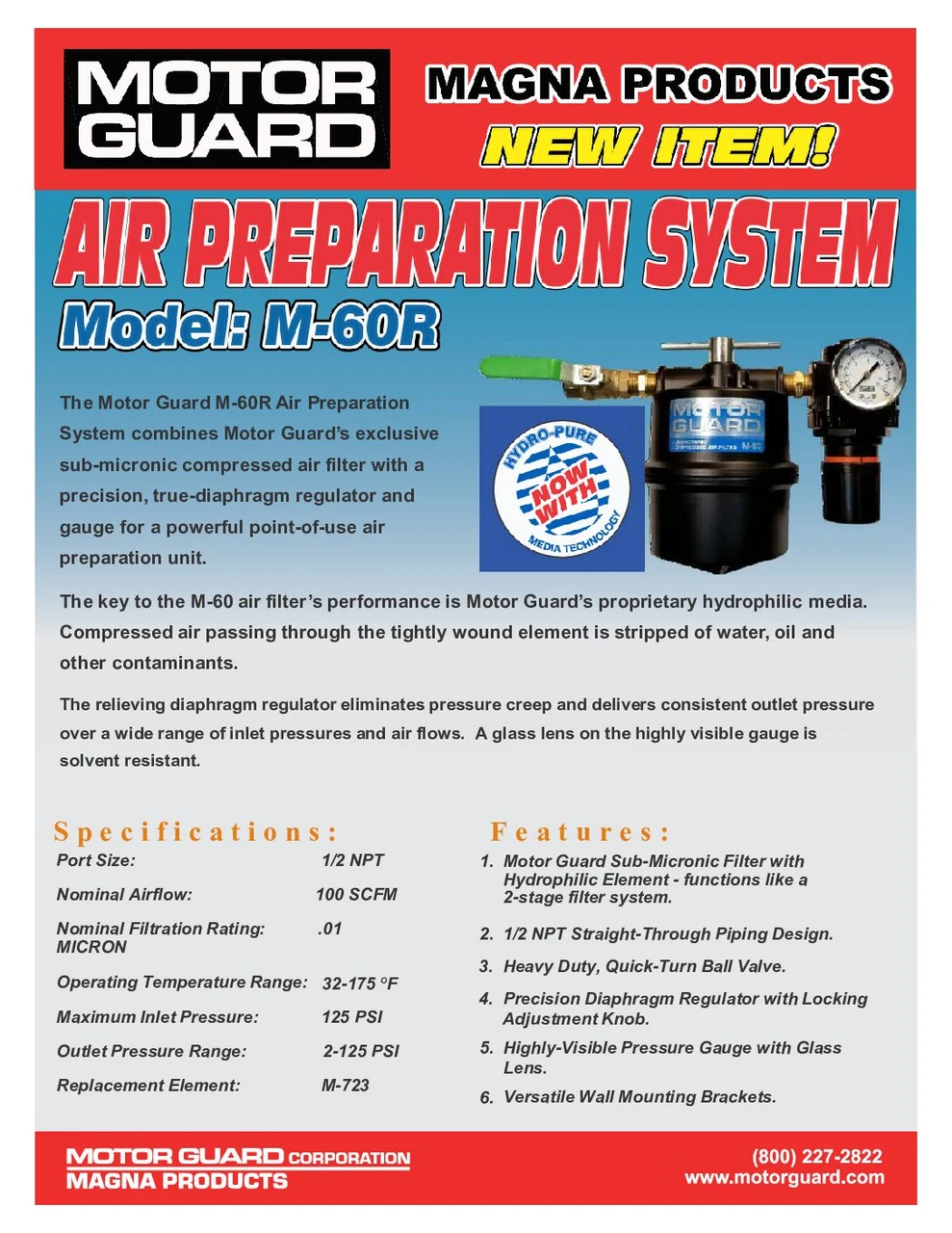 Motor Guard AIR FILTER / REGULATOR 1/2 NPT (M-60R) — product image 2