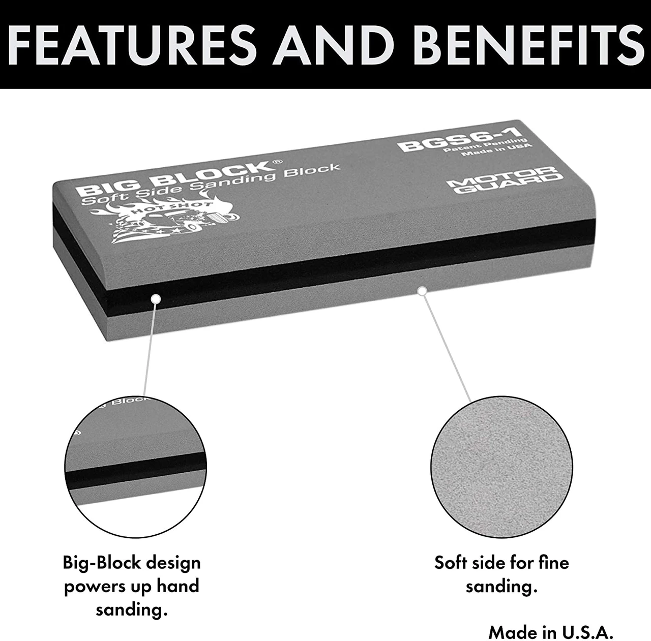 Motor Guard BIG-BLOCK SANDING BLOCK, SOFT SIDE, 6-1/2" LENGTH (BGS6-1) — product image 4