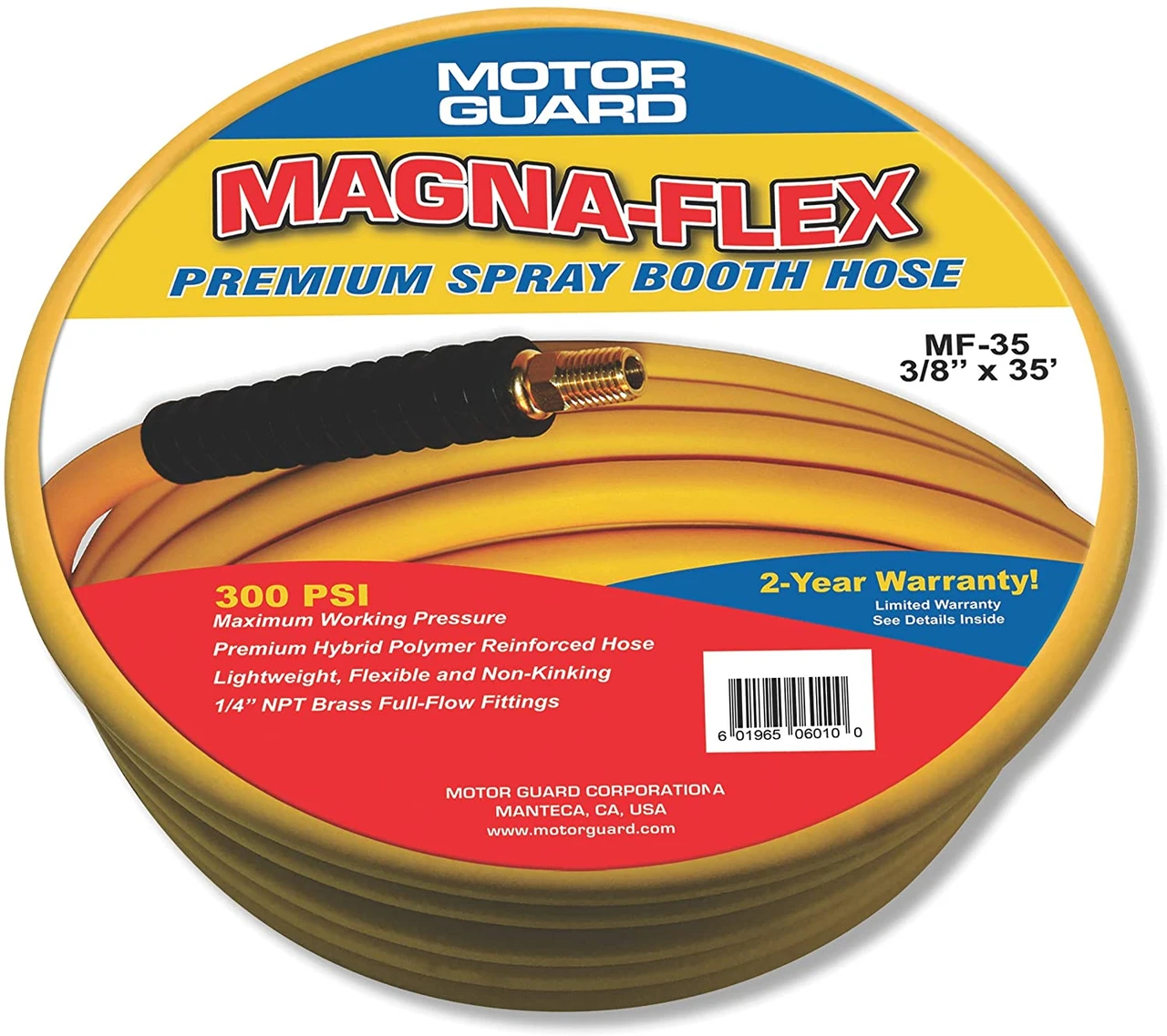 Motor Guard MAGNA-FLEX PREMIUM SPRAY BOOTH HOSE 3/8" I.D. x 35' Long w/ Full-Flow Fittings (MF-35)
