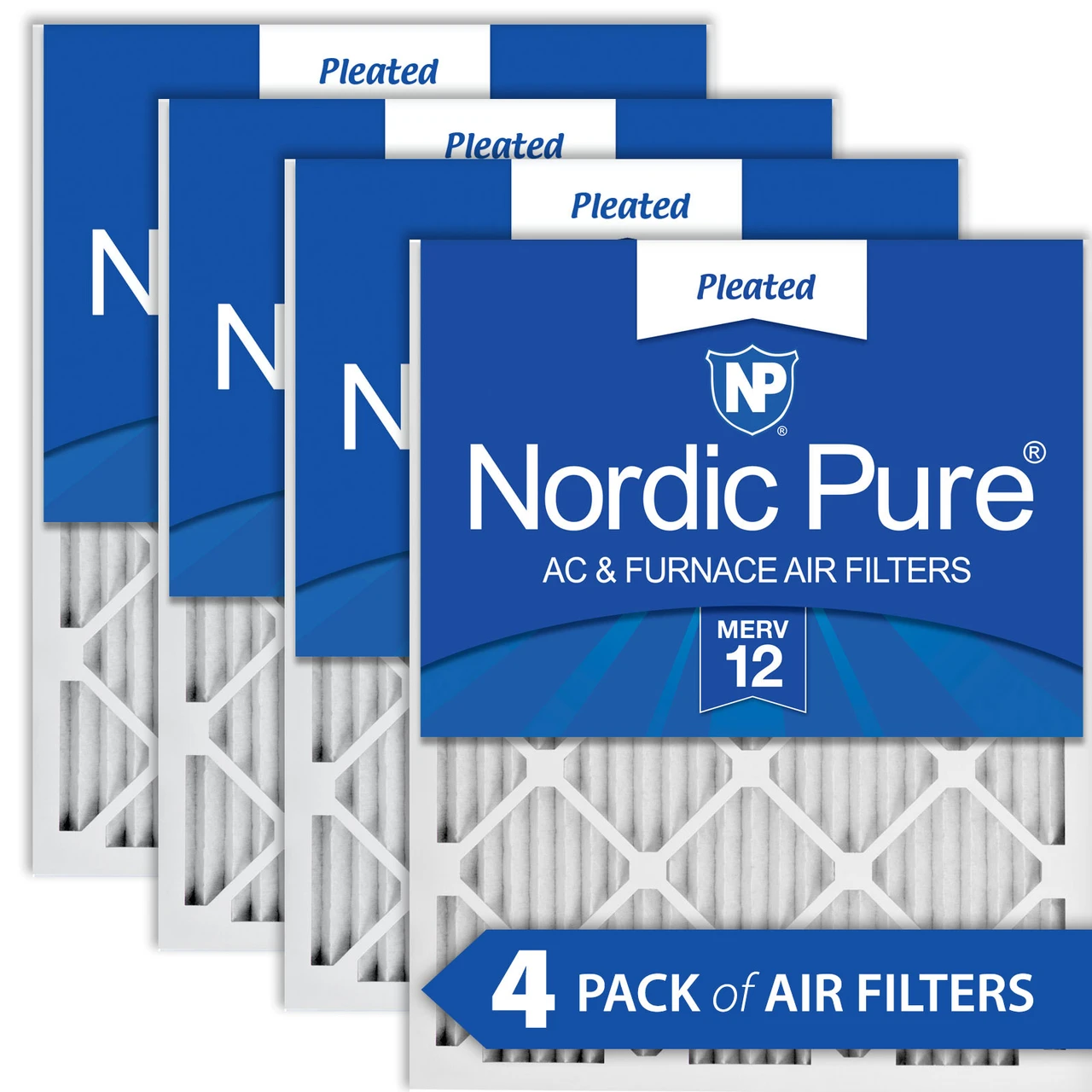 Nordic Pure 10x24x1 Pleated MERV 12 Air Filters 4 Pack (10x24x1M12-4)