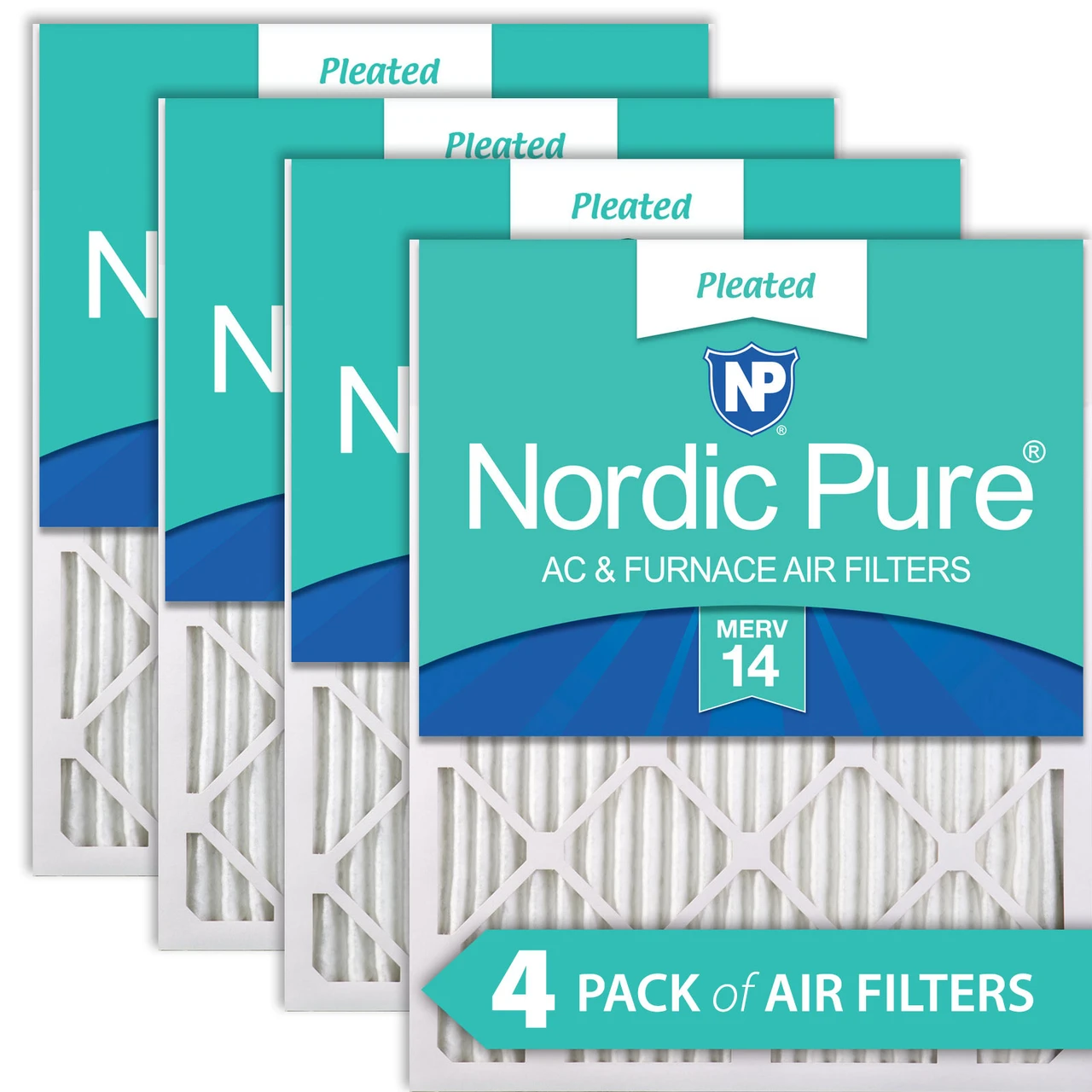 Nordic Pure 10x24x1 Pleated MERV 14 Air Filters 4 Pack (10x24x1M14-4)