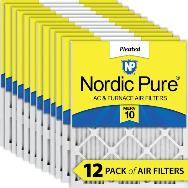 Nordic Pure 12x12x1 (11_3/4x11_3/4) Pleated MERV 10 Air Filters 12 Pack (12x12x1M10-12)