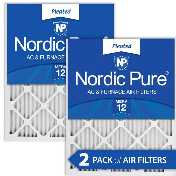 Nordic Pure 12x16x1 Pleated MERV 12 Air Filters 2 Pack (12x16x1M12-2)