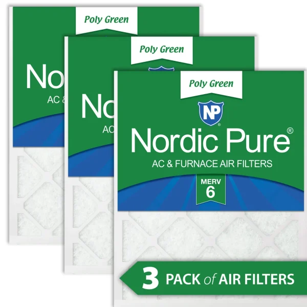 Nordic Pure 12x18x1 MERV 6 Poly Green AC Furnace Air Filter 3 Pack - Captures Dust/Pollen (12x18x1PolyGreen-3)