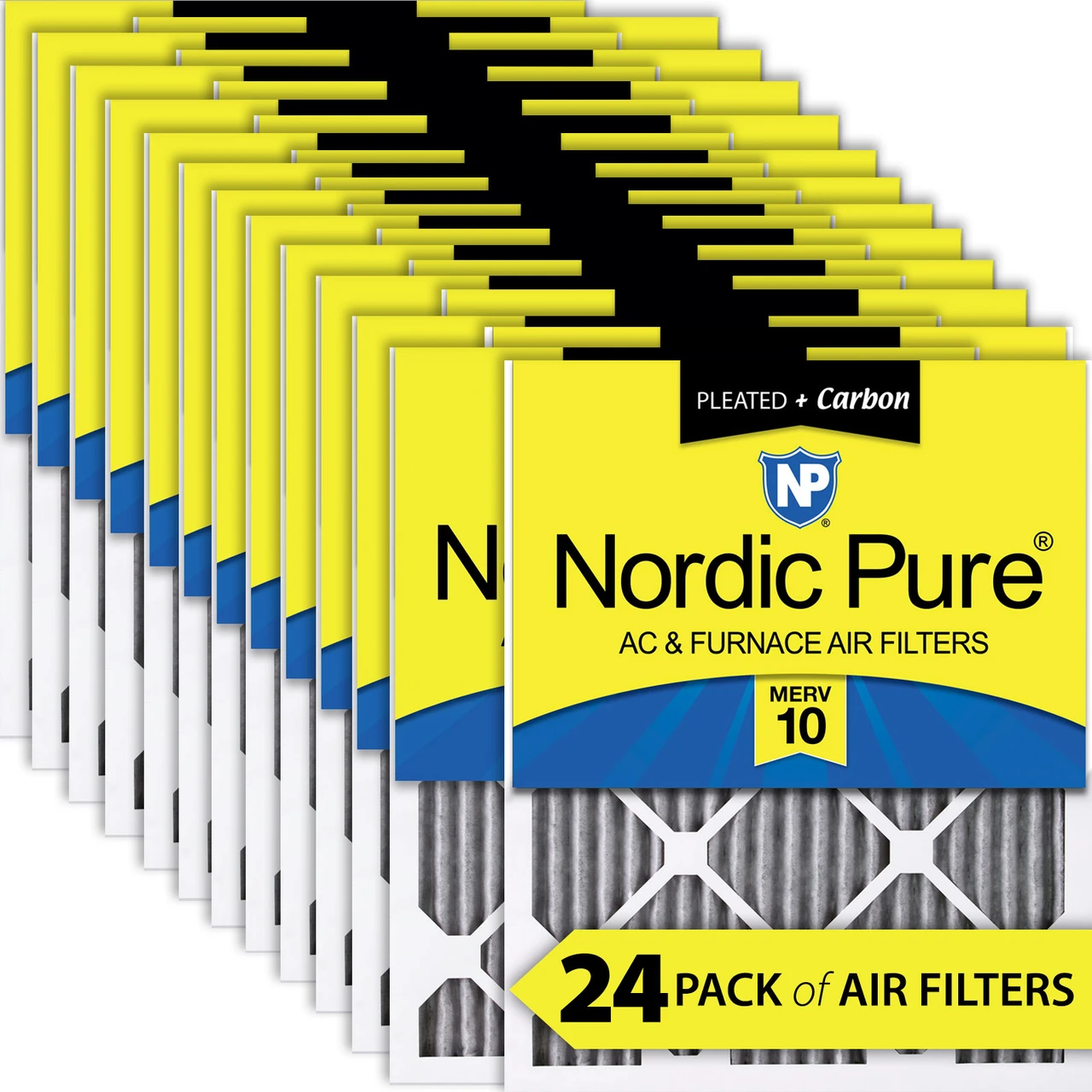 Nordic Pure 12x18x1 Pleated Air Filters MERV 10 Pleated Plus Carbon 24 Pack (12x18x1PM10C-24)