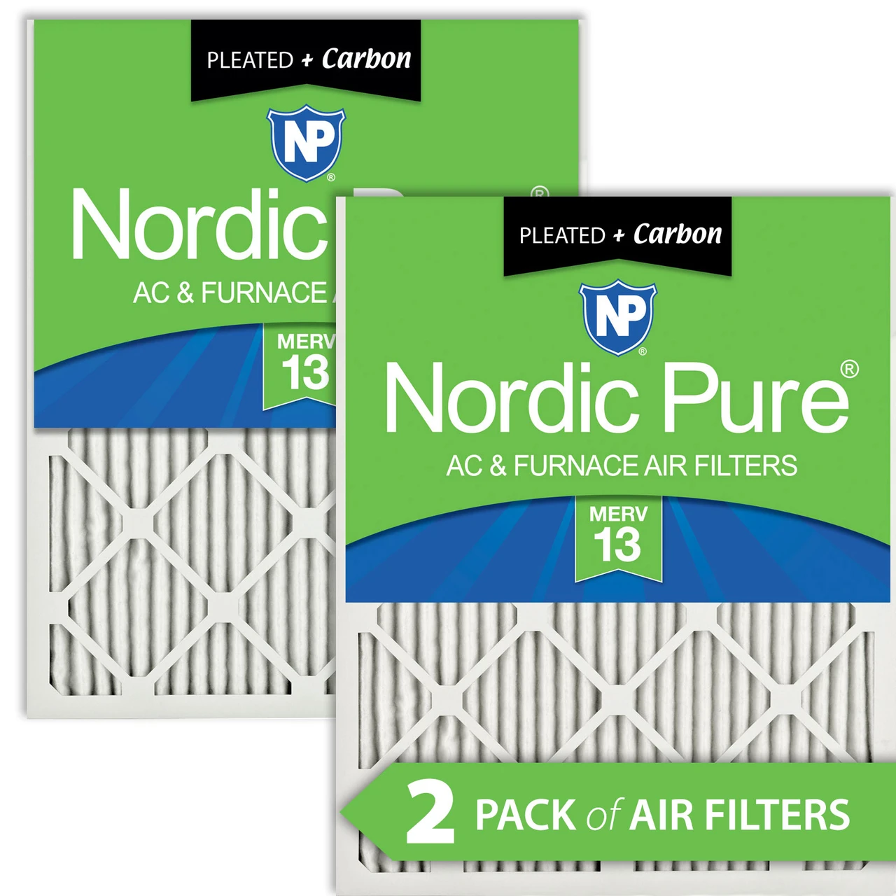 Nordic Pure 12x18x1 Pleated Air Filters MERV 13 Plus Carbon 2 Pack (12x18x1M13+C-2)