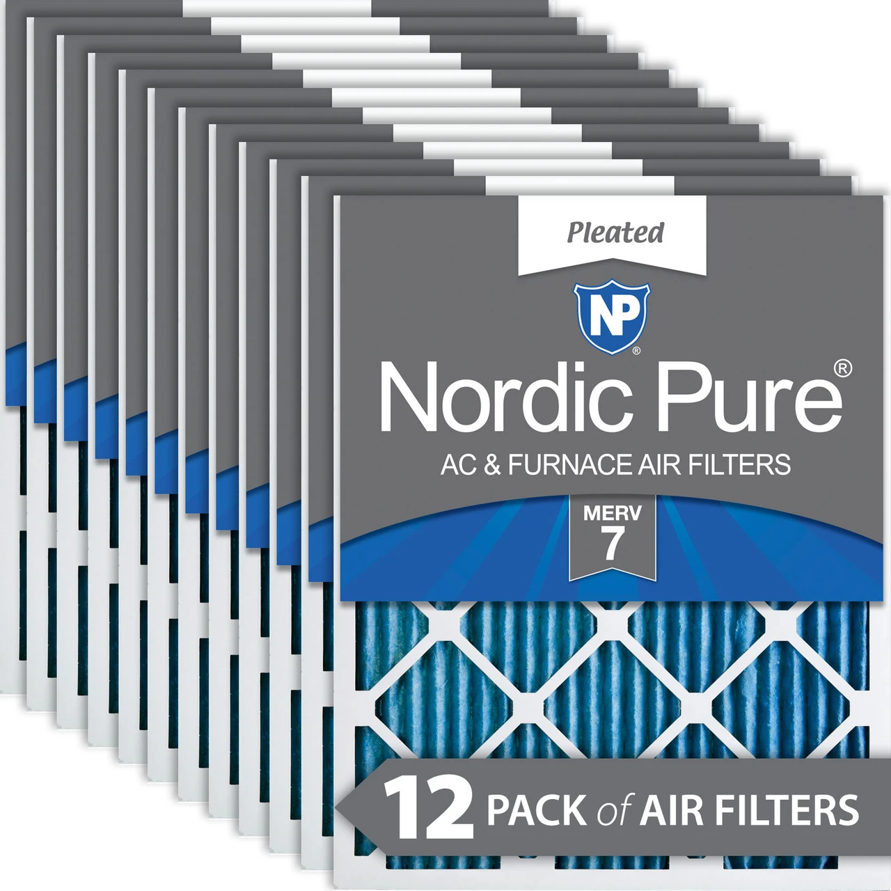 Nordic Pure 12x18x1 Pleated MERV 7 Air Filters 12 Pack (12x18x1M7-12)