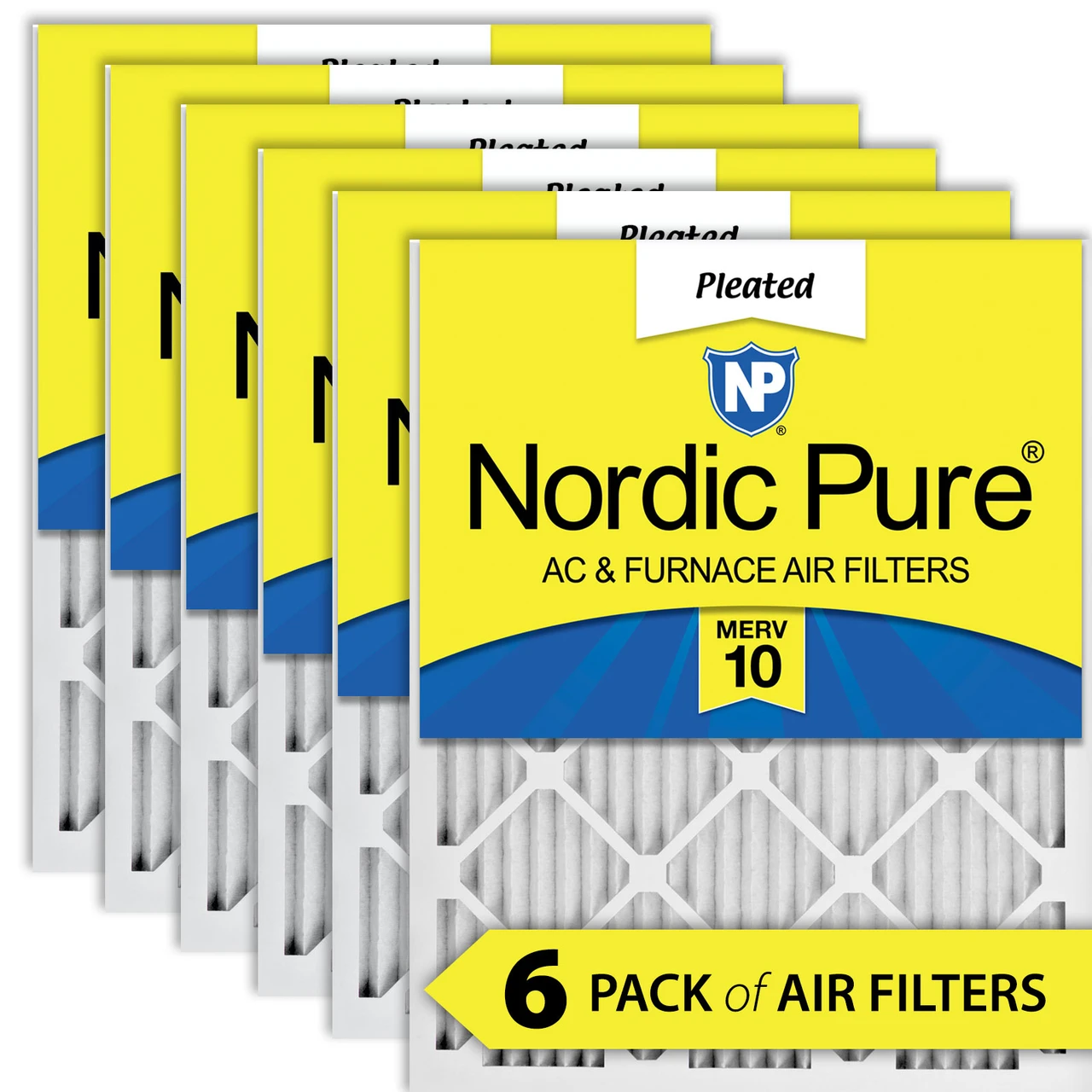 Nordic Pure 12x24x1 (11_1/2x23_1/2) Pleated MERV 10 Air Filters 6 Pack (12x24x1M10-6)