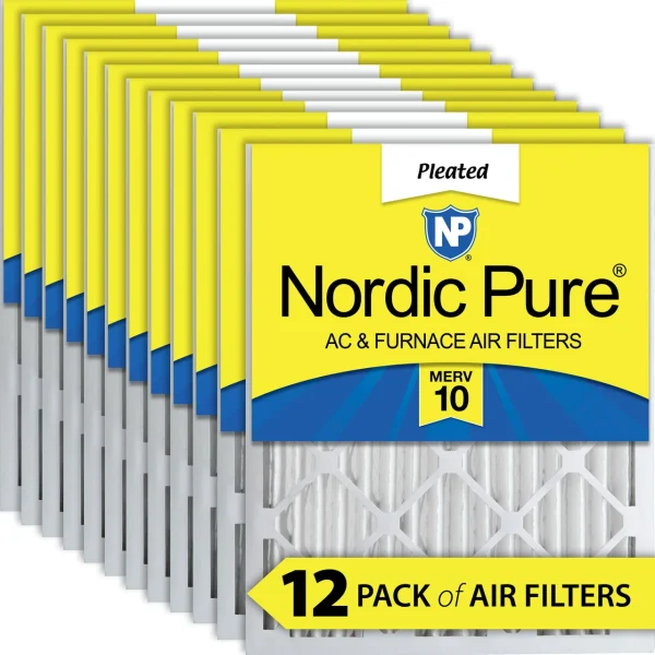 Nordic Pure 12x24x2 Pleated MERV 10 Air Filters 12 Pack (12x24x2M10-12)