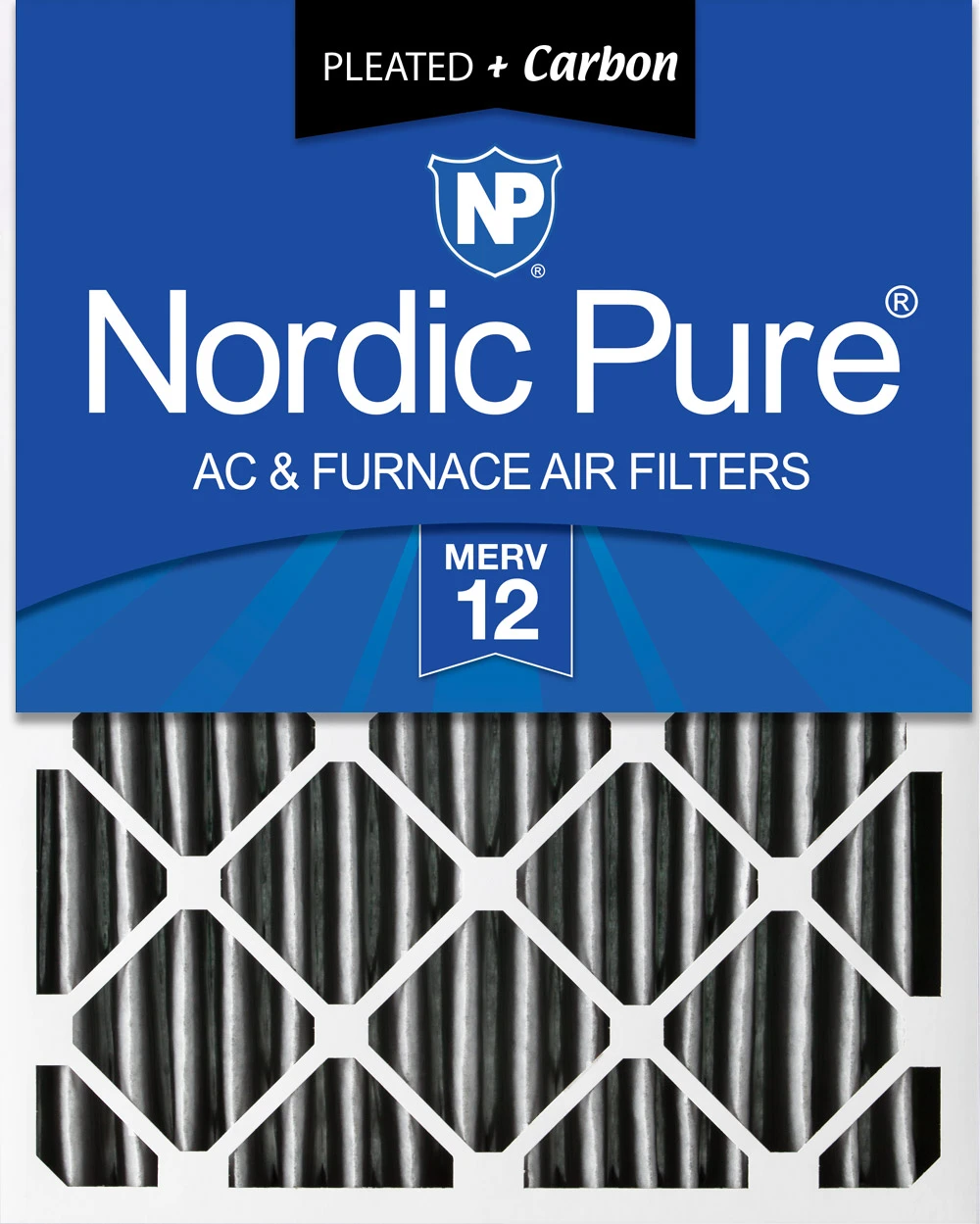 Nordic Pure 12x24x4 (3 5/8) Pleated Air Filter MERV 12 Plus Carbon 1 Pack (12x24x4PM12C-1)
