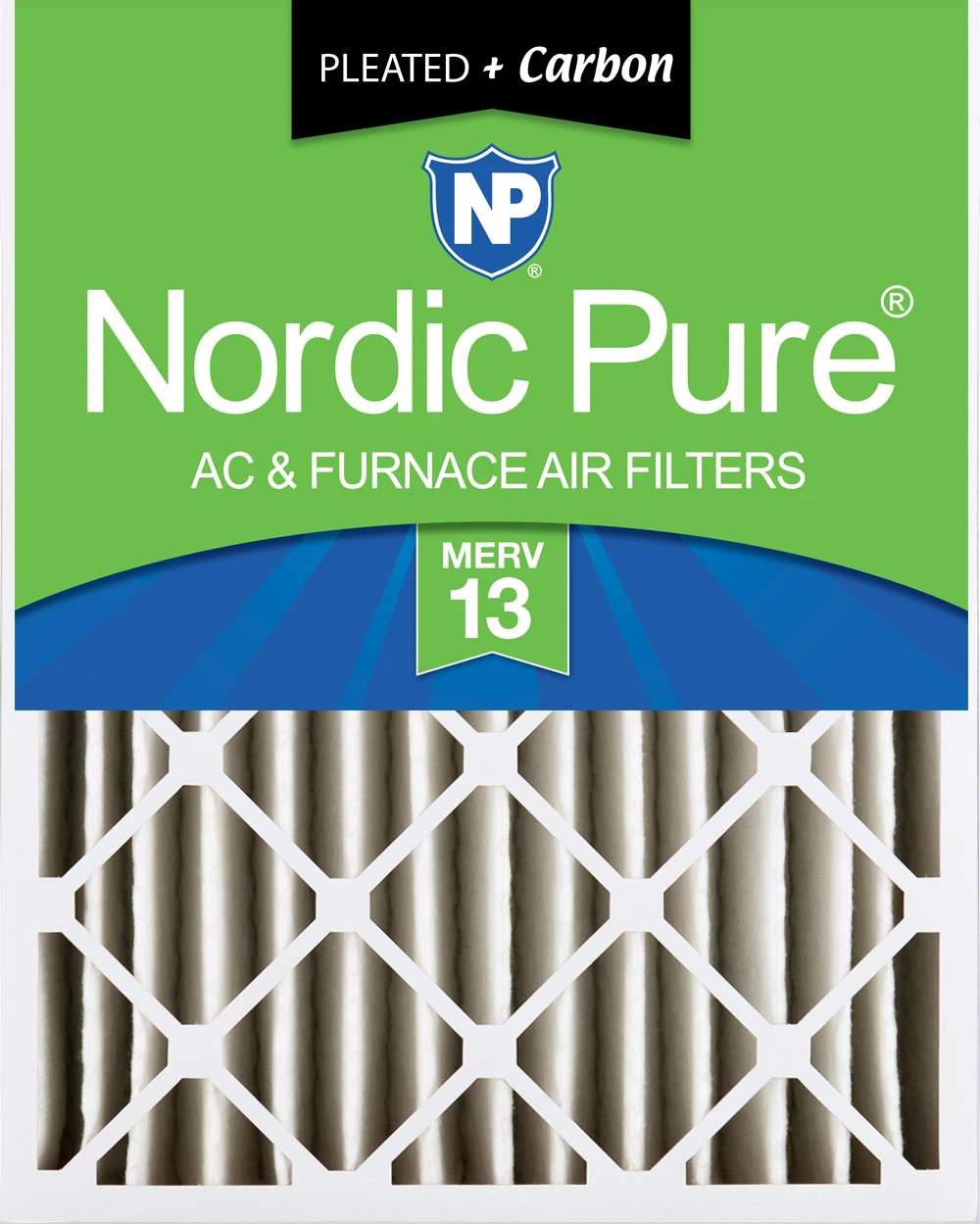 Nordic Pure 12x24x4 (3 5/8) Pleated Air Filters MERV 13 Plus Carbon 1 Pack (12x24x4M13+C-1)