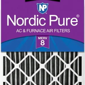 Nordic Pure 12x24x4 (3 5/8) Pleated Plus Carbon Air Filters MERV 8 1 Pack (12x24x4PM8C-1)