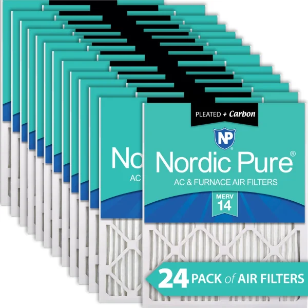 Nordic Pure 14x18x1 Pleated Air Filters MERV 14 Plus Carbon 24 Pack (14x18x1M14+C-24)