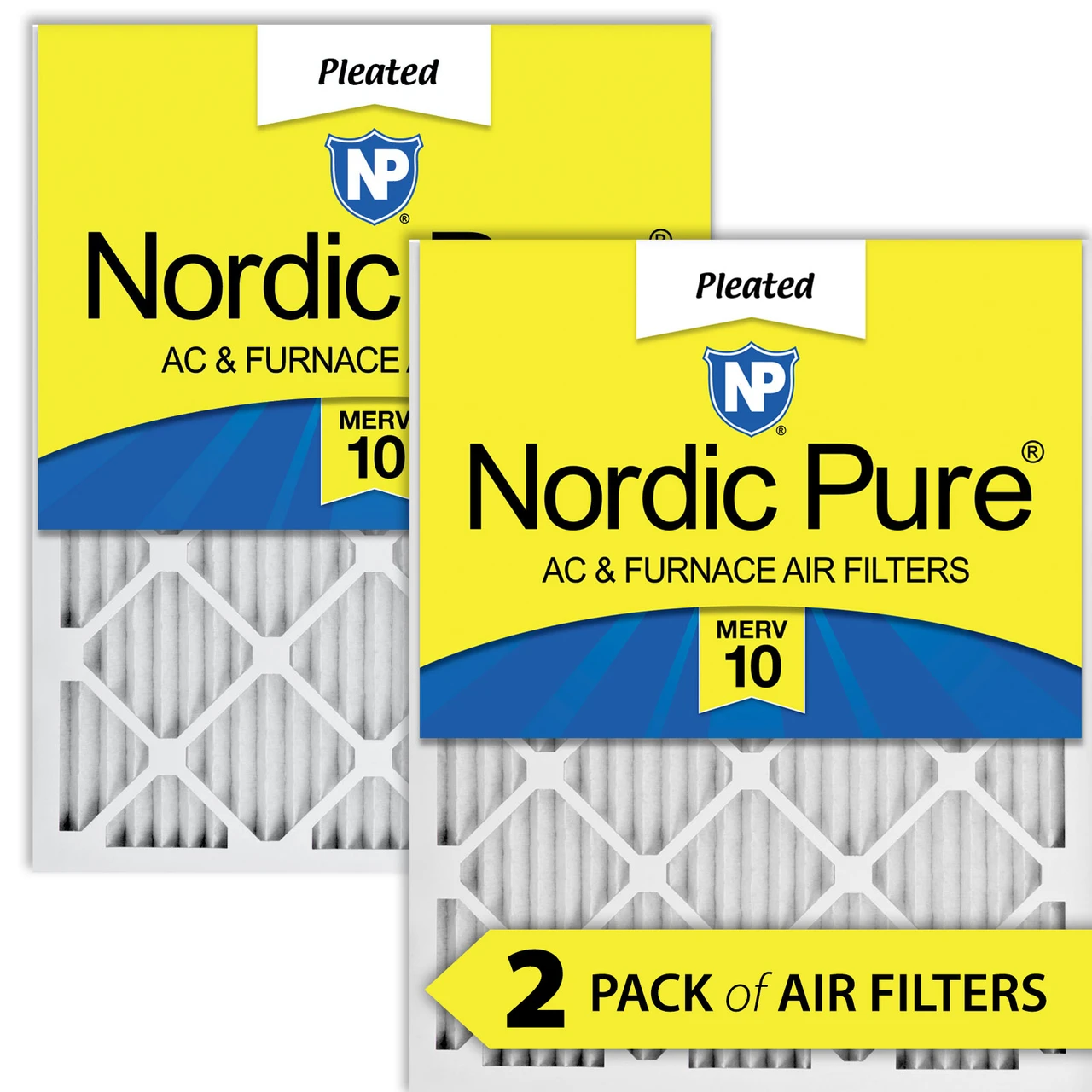 Nordic Pure 14x18x1 Pleated MERV 10 Air Filters 2 Pack (14x18x1M10-2)