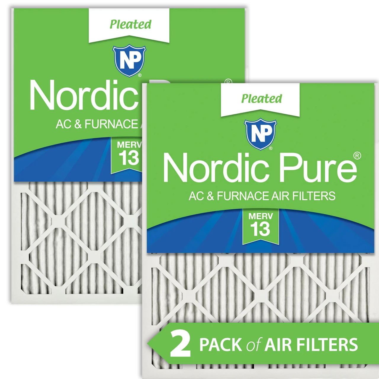 Nordic Pure 14x18x1 Pleated MERV 13 Air Filters 2 Pack (14x18x1M13-2)