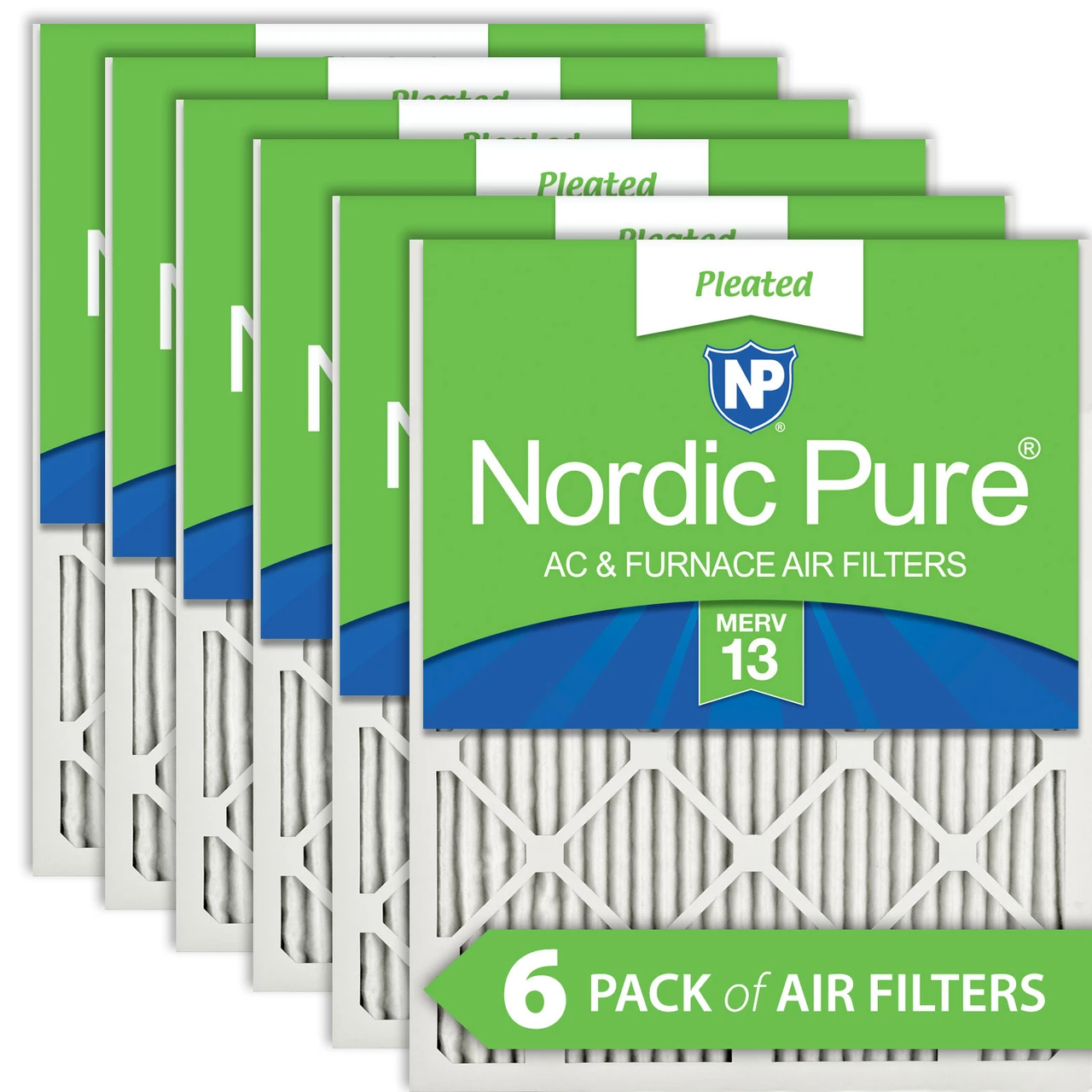 Nordic Pure 14x18x1 Pleated MERV 13 Air Filters 6 Pack (14x18x1M13-6)