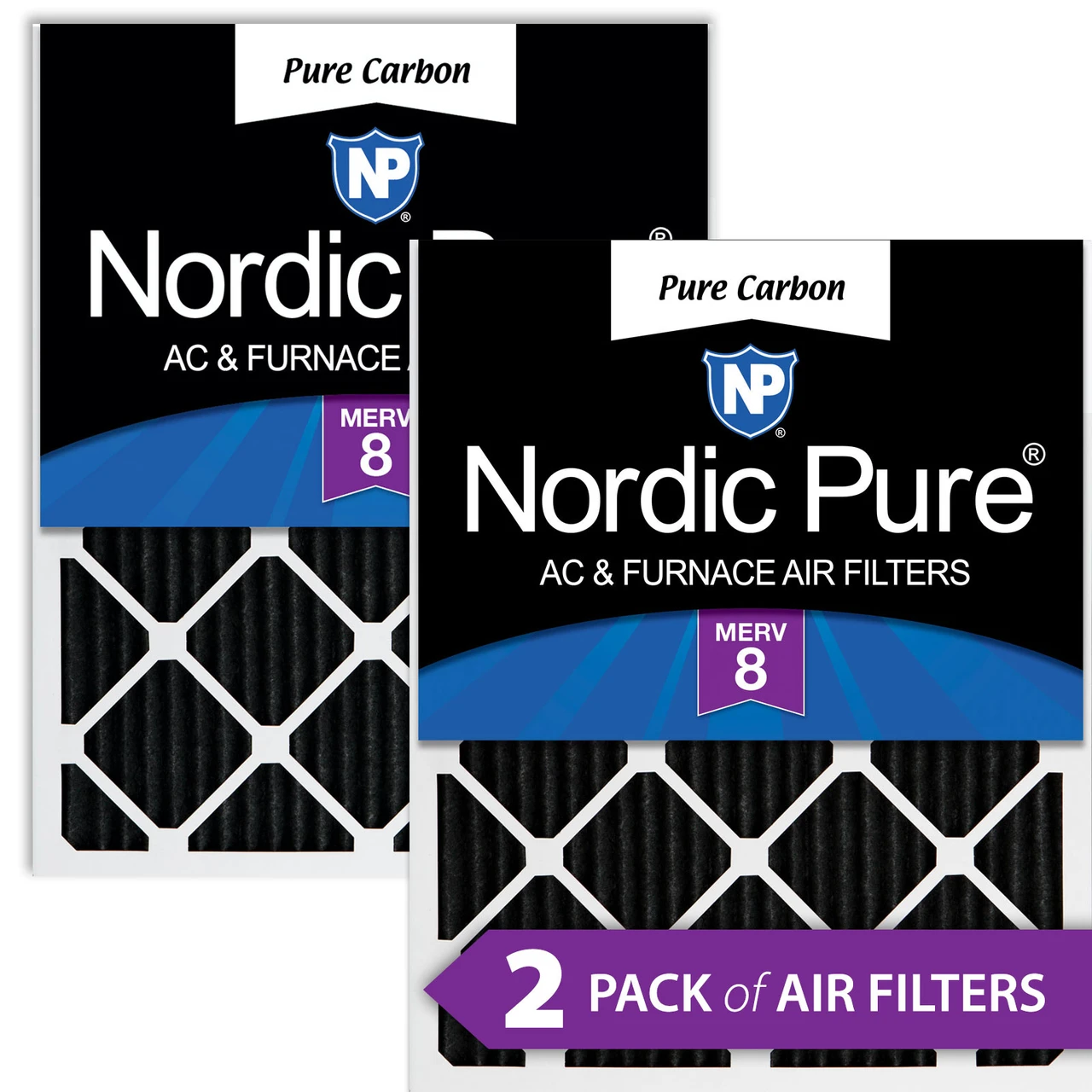 Nordic Pure 14x18x1 Pure Carbon Pleated Odor Reduction Furnace Filters 2 Pack (14x18x1PCP-2)
