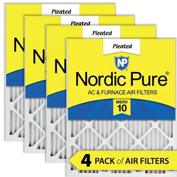 Nordic Pure 14x20x1 (13_1/2x19_1/2) Pleated MERV 10 Air Filters 4 Pack (14x20x1M10-4)