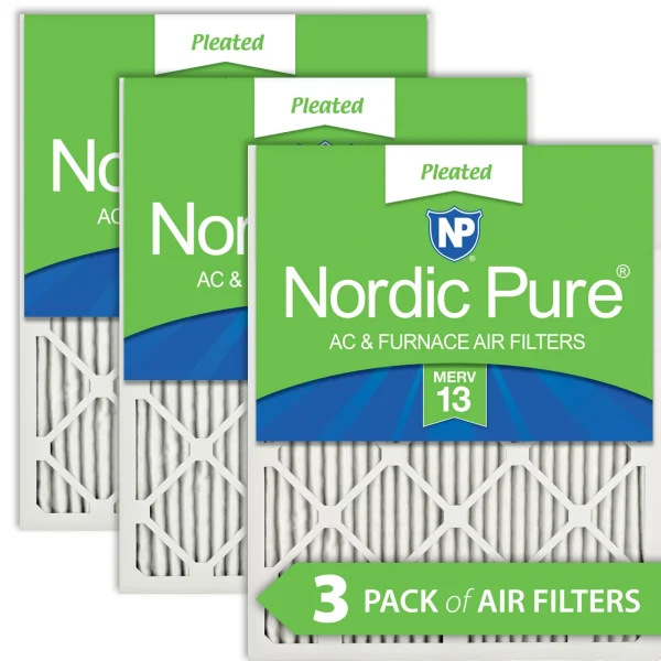 Nordic Pure 14x20x1 (13_1/2x19_1/2) Pleated MERV 13 Air Filters 3 Pack (14x20x1M13-3)