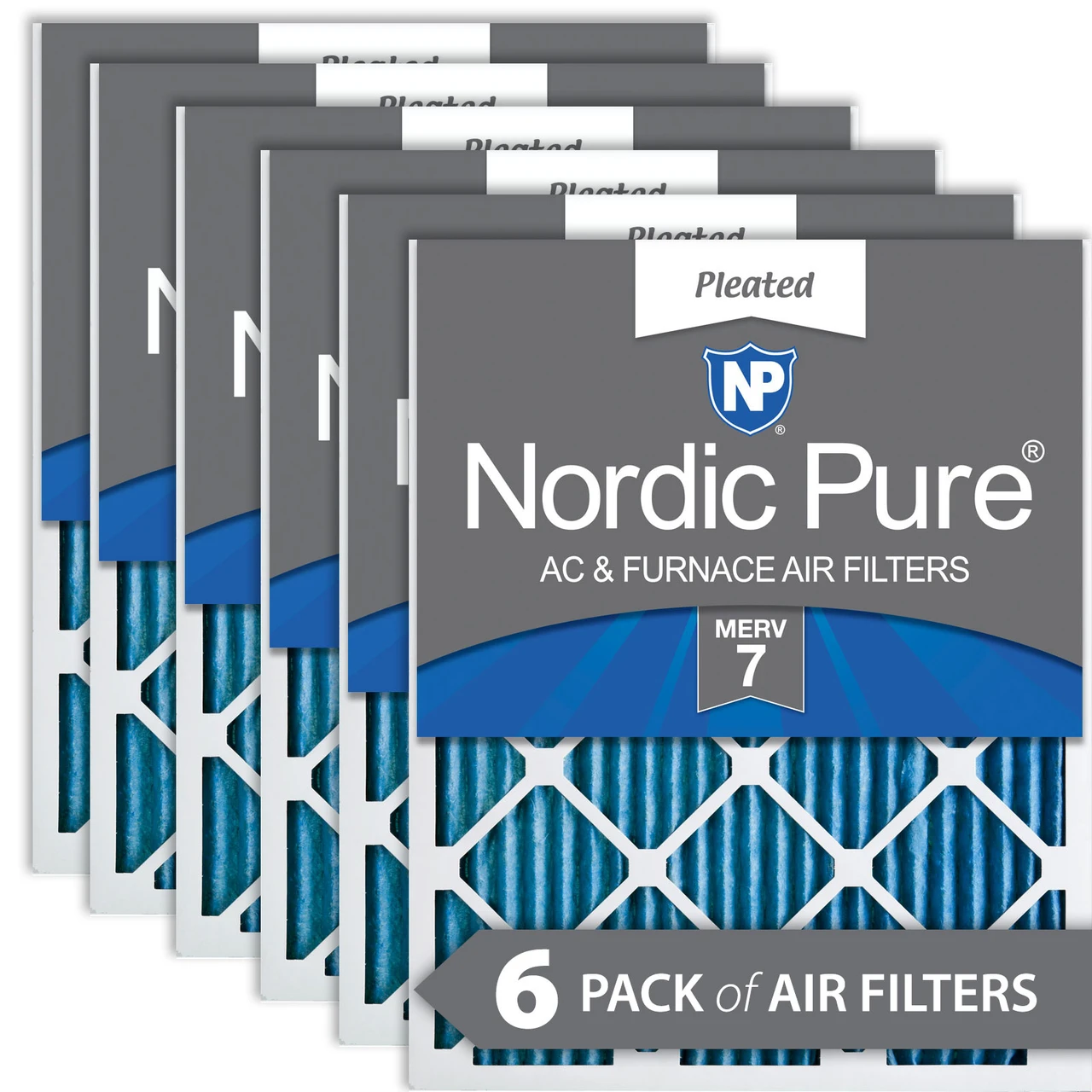 Nordic Pure 14x20x1 (13_1/2x19_1/2) Pleated MERV 7 Air Filters 6 Pack (14x20x1M7-6)