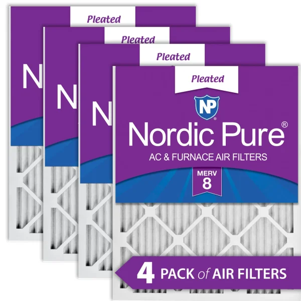Nordic Pure 14x20x1 (13_1/2x19_1/2) Pleated MERV 8 Air Filters 4 Pack (14x20x1M8-4)