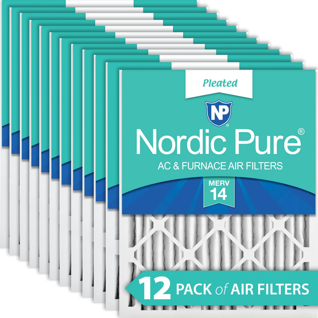 Nordic Pure 14x20x2 Pleated MERV 14 Air Filters 12 Pack (14x20x2M14-12)