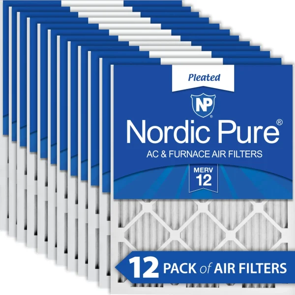 Nordic Pure 14x24x1 (13_3/4x23_3/4) Pleated MERV 12 Air Filters 12 Pack (14x24x1M12-12)