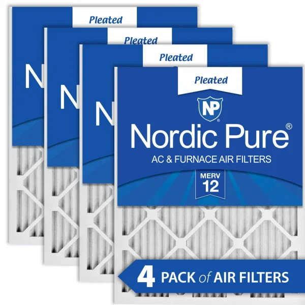 Nordic Pure 14x24x1 (13_3/4x23_3/4) Pleated MERV 12 Air Filters 4 Pack (14x24x1M12-4)