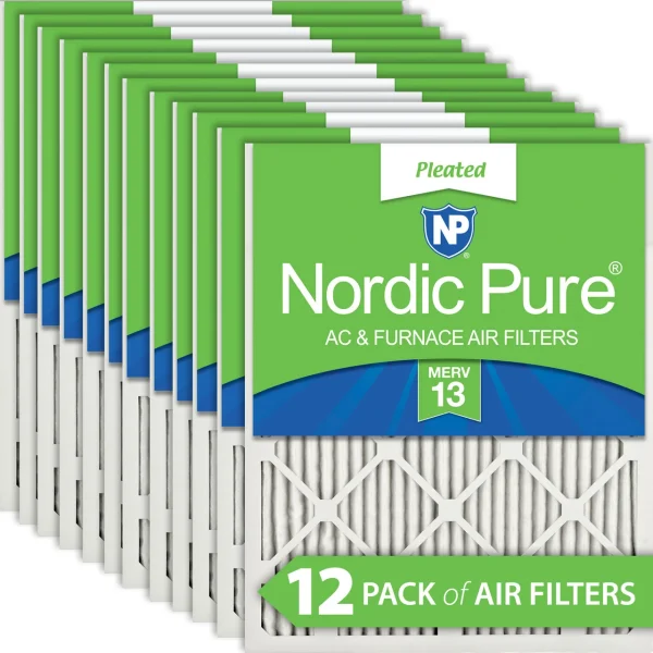 Nordic Pure 14x24x1 (13_3/4x23_3/4) Pleated MERV 13 Air Filters 12 Pack (14x24x1M13-12)