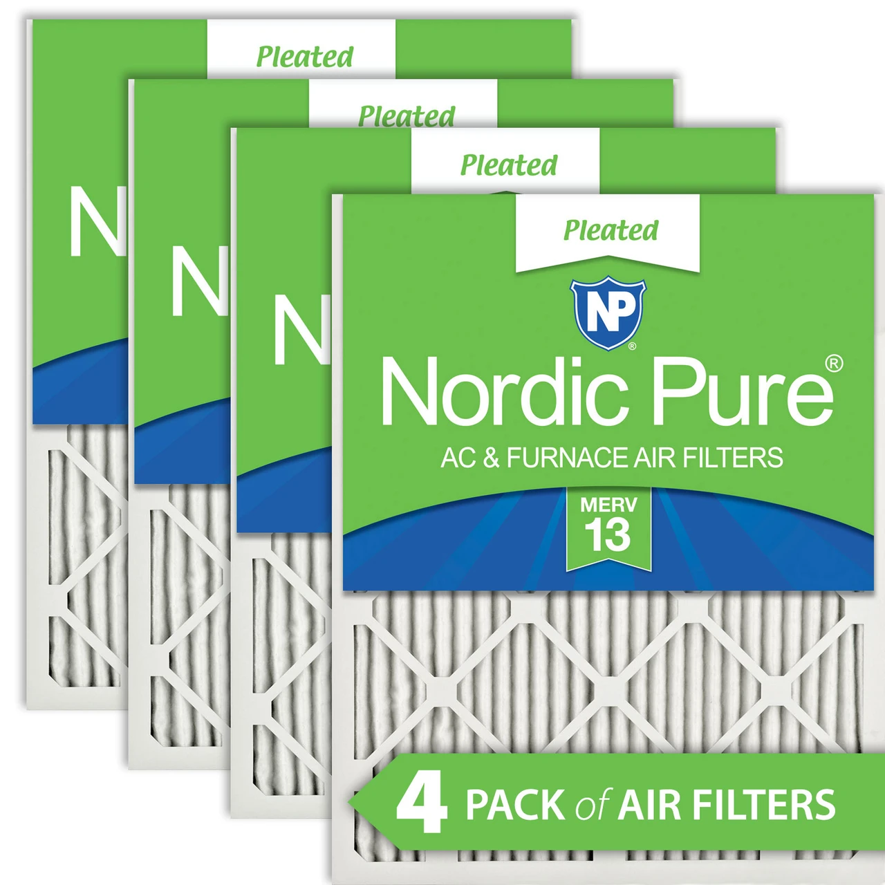 Nordic Pure 14x30x1 (13_15/16x29_15/16) Pleated MERV 13 Air Filters 4 Pack (14x30x1M13-4)