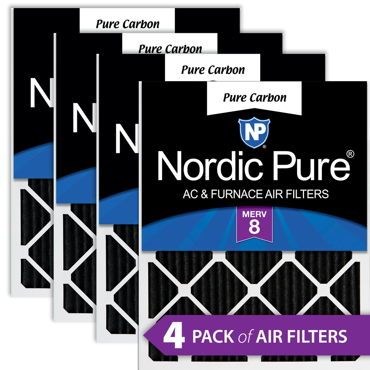 Nordic Pure 14x30x1 (13_15/16x29_15/16) Pure Carbon Odor Reduction Furnace Air Filter 4 Pack (14x30x1PCP-4)