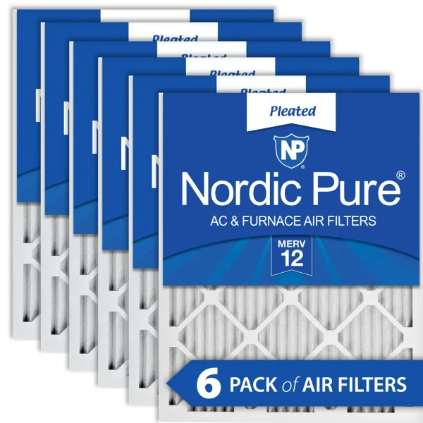 Nordic Pure 15x20x1 (14_1/2x19_1/2) Pleated MERV 12 Air Filters 6 Pack (15x20x1M12-6)