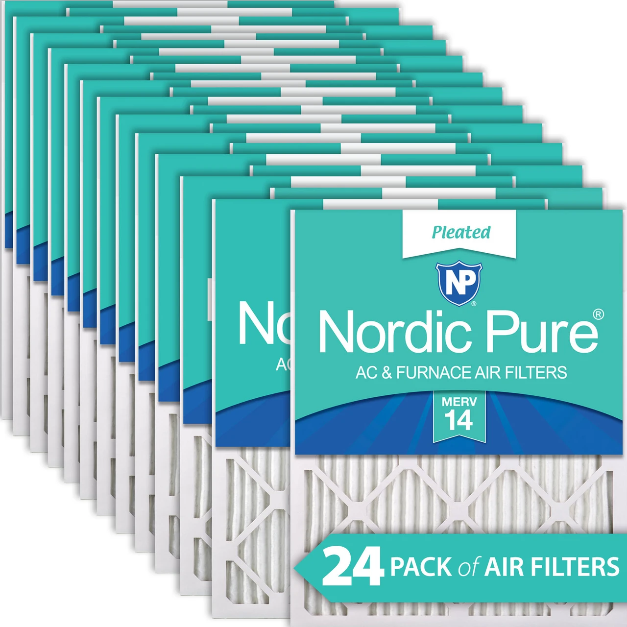 Nordic Pure 16x16x1 Pleated MERV 14 Air Filters 24 Pack (16x16x1M14-24)
