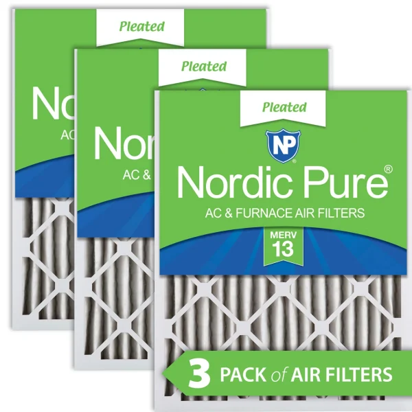 Nordic Pure 16x16x2 Pleated MERV 13 Air Filters 3 Pack (16x16x2M13-3)