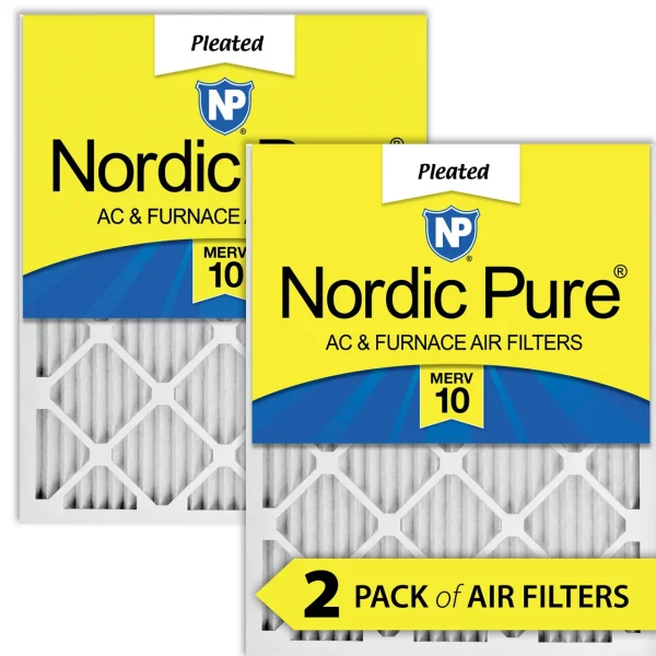 Nordic Pure 16x20x1 (15_1/2x19_1/2) Pleated MERV 10 Air Filters 2 Pack (16x20x1M10-2)