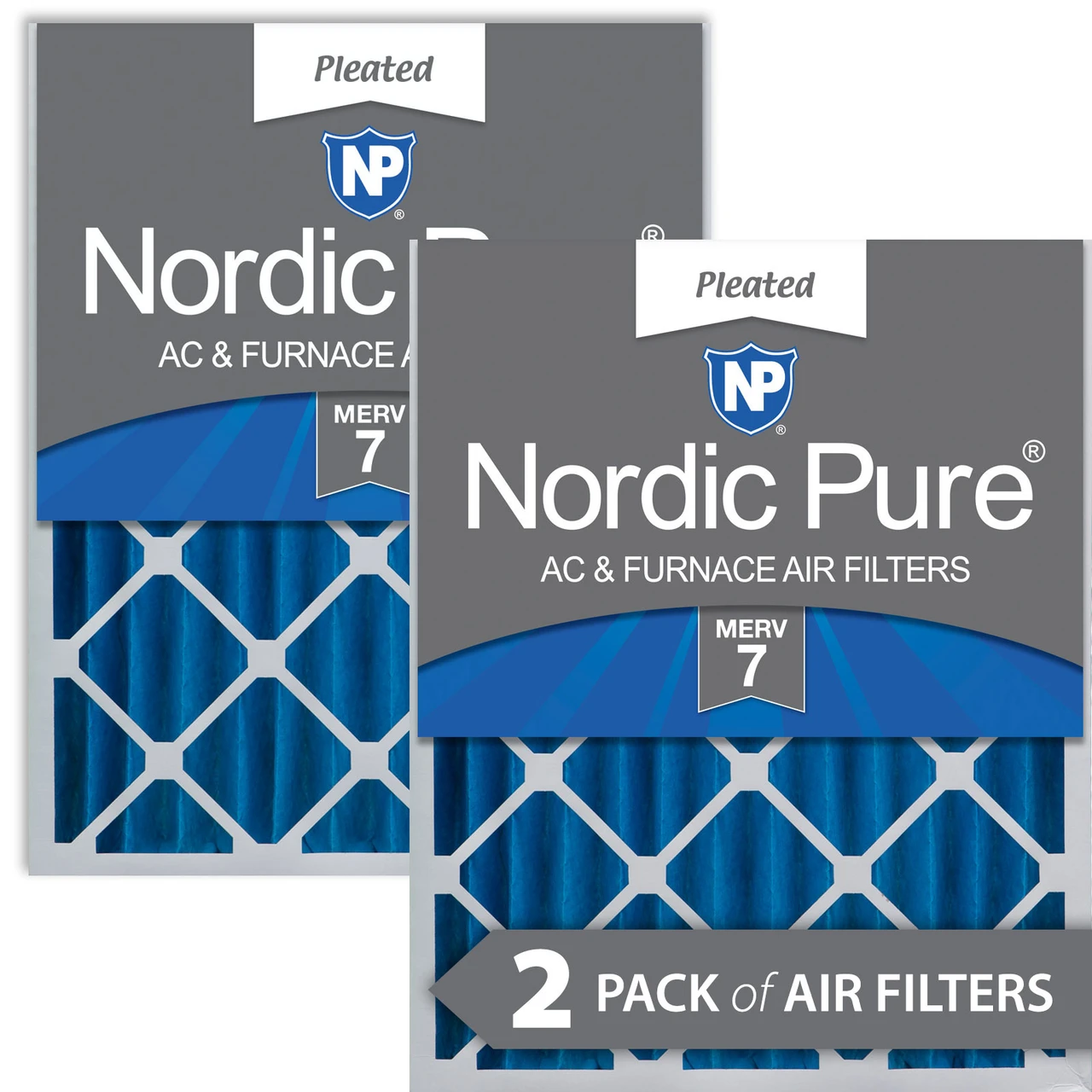 Nordic Pure 16x20x4 (3 5/8) Pleated MERV 7 Air Filters 2 Pack (16x20x4M7-2)