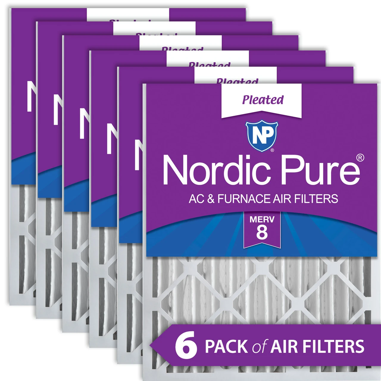 Nordic Pure 16x20x4 (3 5/8) Pleated MERV 8 Air Filters 6 Pack (16x20x4M8-6)