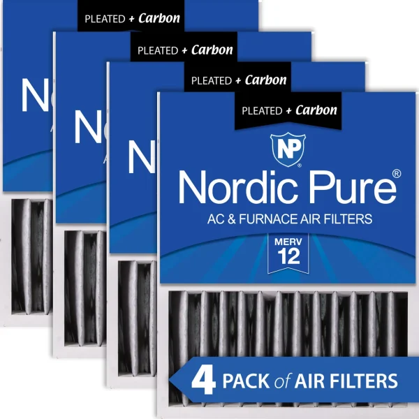 Nordic Pure 16x20x5 (4 3/8) Honeywell Replacement Air Filters MERV 12 Plus Carbon 4 Pack (16x20x5HPM12C-4)