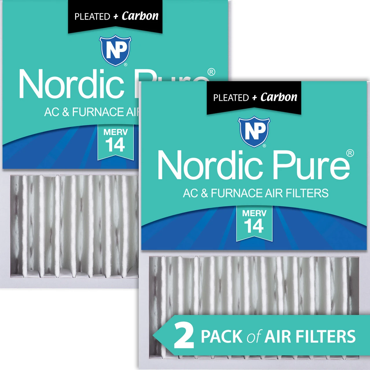 Nordic Pure 16x20x5 (4 3/8) Honeywell Replacement Air Filters MERV 14 Plus Carbon 2 Pack (16x20x5HM14+C-2)