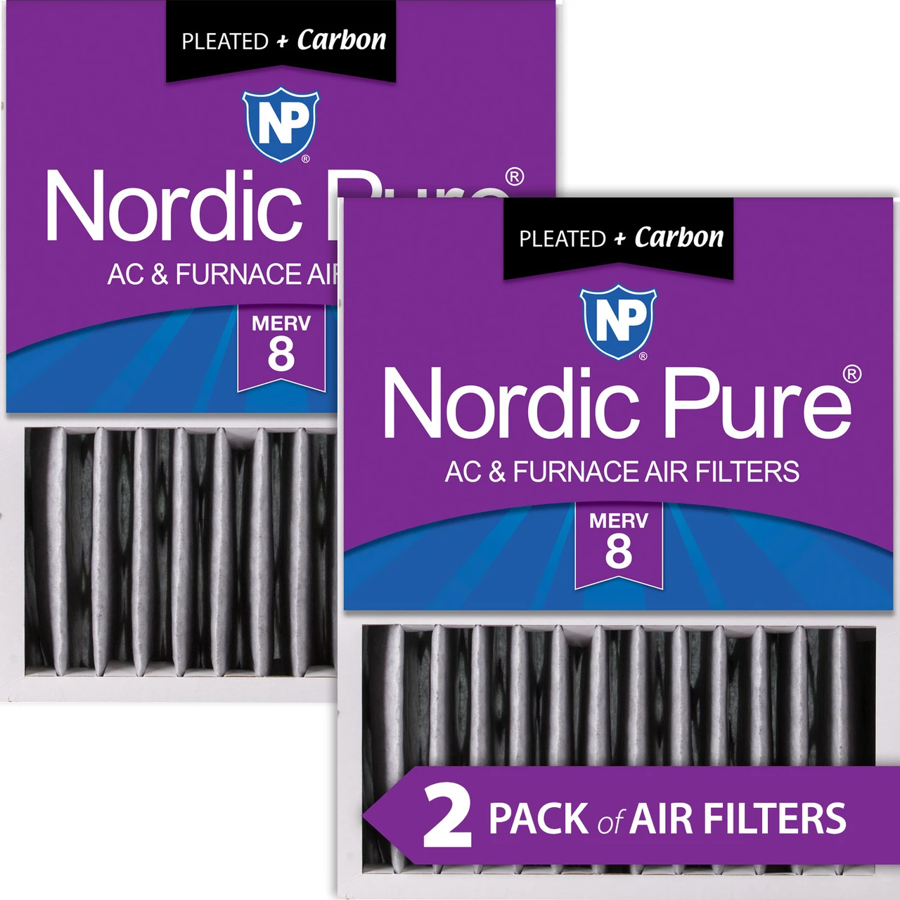 Nordic Pure 16x20x5 (4 3/8) Honeywell Replacement Air Filters MERV 8 Plus Carbon 2 Pack (16x20x5HPM8C-2)