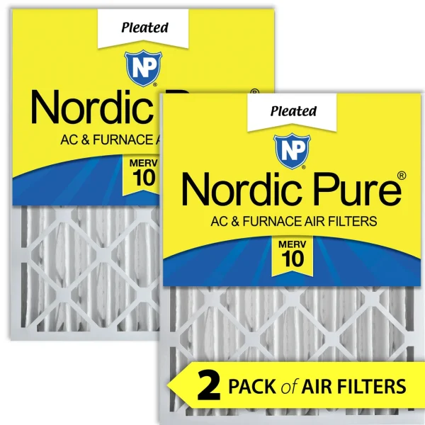 Nordic Pure 16x24x4 (3 5/8) Pleated MERV 10 Air Filters 2 Pack (16x24x4M10-2)