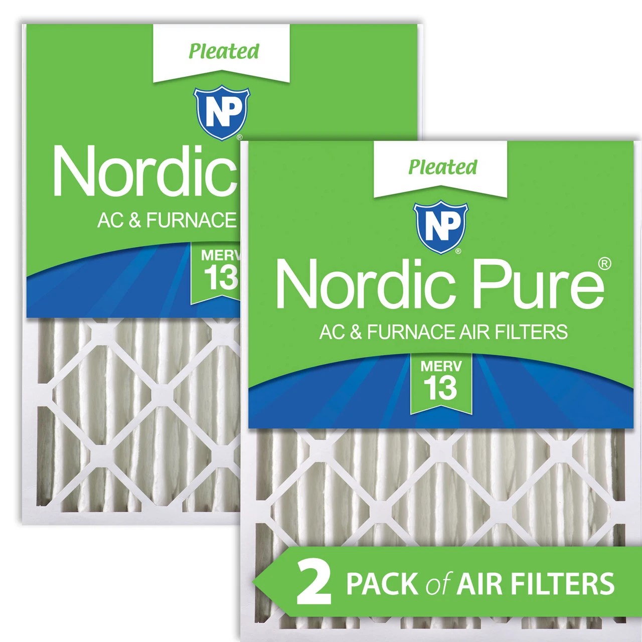 Nordic Pure 16x24x4 (3 5/8) Pleated MERV 13 Air Filters 2 Pack (16x24x4M13-2)