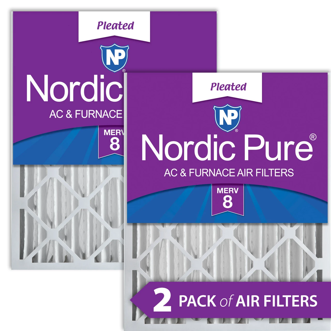 Nordic Pure 16x24x4 (3 5/8) Pleated MERV 8 Air Filters 2 Pack (16x24x4M8-2)