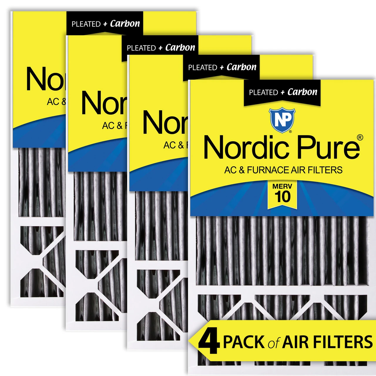 Nordic Pure 16x25x5 (4 3/8) Honeywell Replacement Air Filters MERV 10 Plus Carbon 4 Pack (16x25x5HPM10C-4)