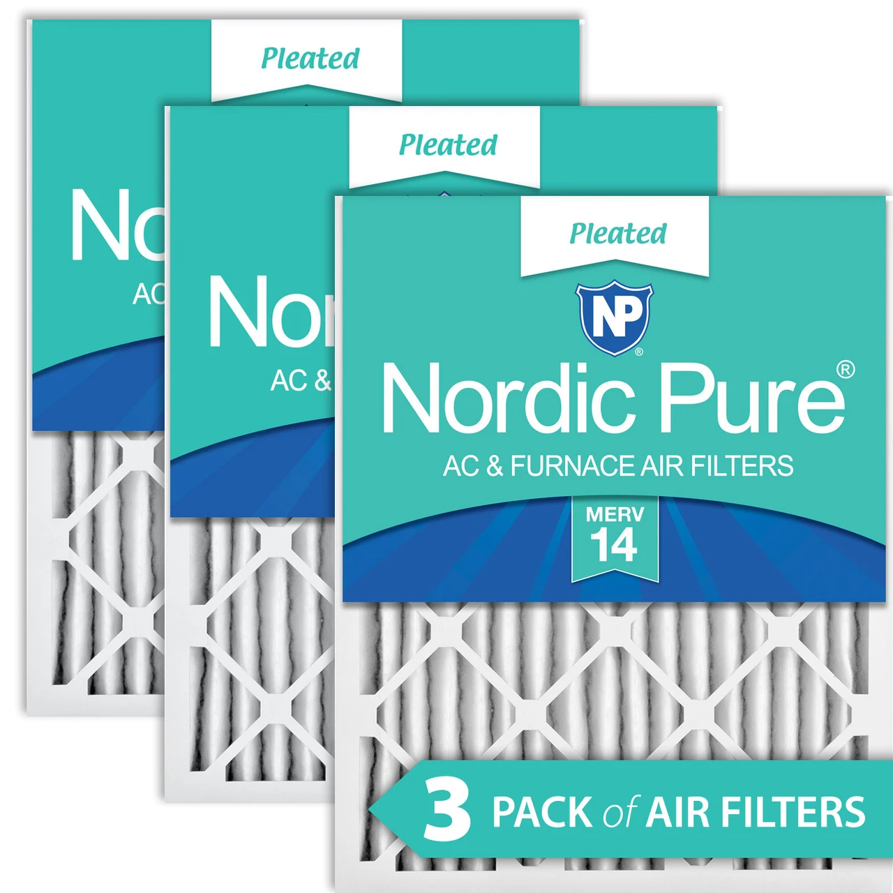 Nordic Pure 16x30x2 Pleated MERV 14 Air Filters 3 Pack (16x30x2M14-3)