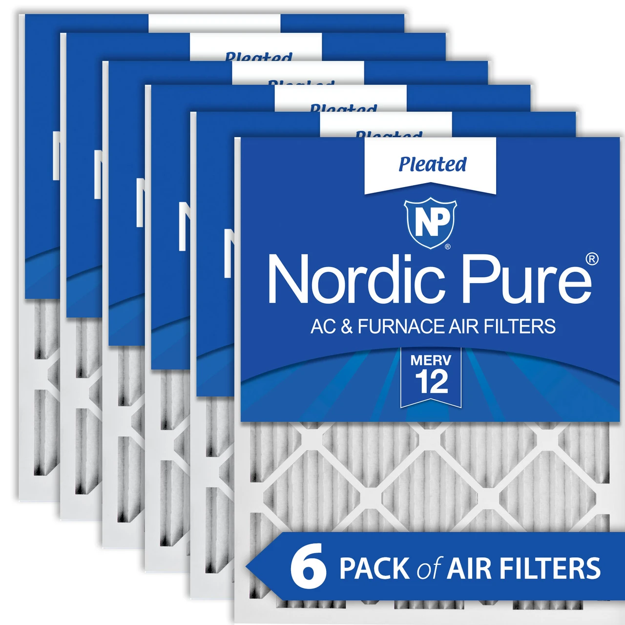 Nordic Pure 18x18x1 (17_3/4x17_3/4) Pleated MERV 12 Air Filters 6 Pack (18x18x1M12-6)
